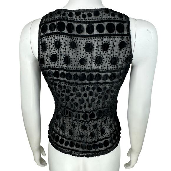 Y2K Alberto Makali Top Womens Medium Velvet Burnout Sleeveless Sheer Crinkle - Picture 3 of 5